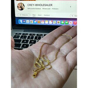 18K Solid Yellow Gold Franco Curb Box Link Chain Necklace 16 Inches 3.21 GM